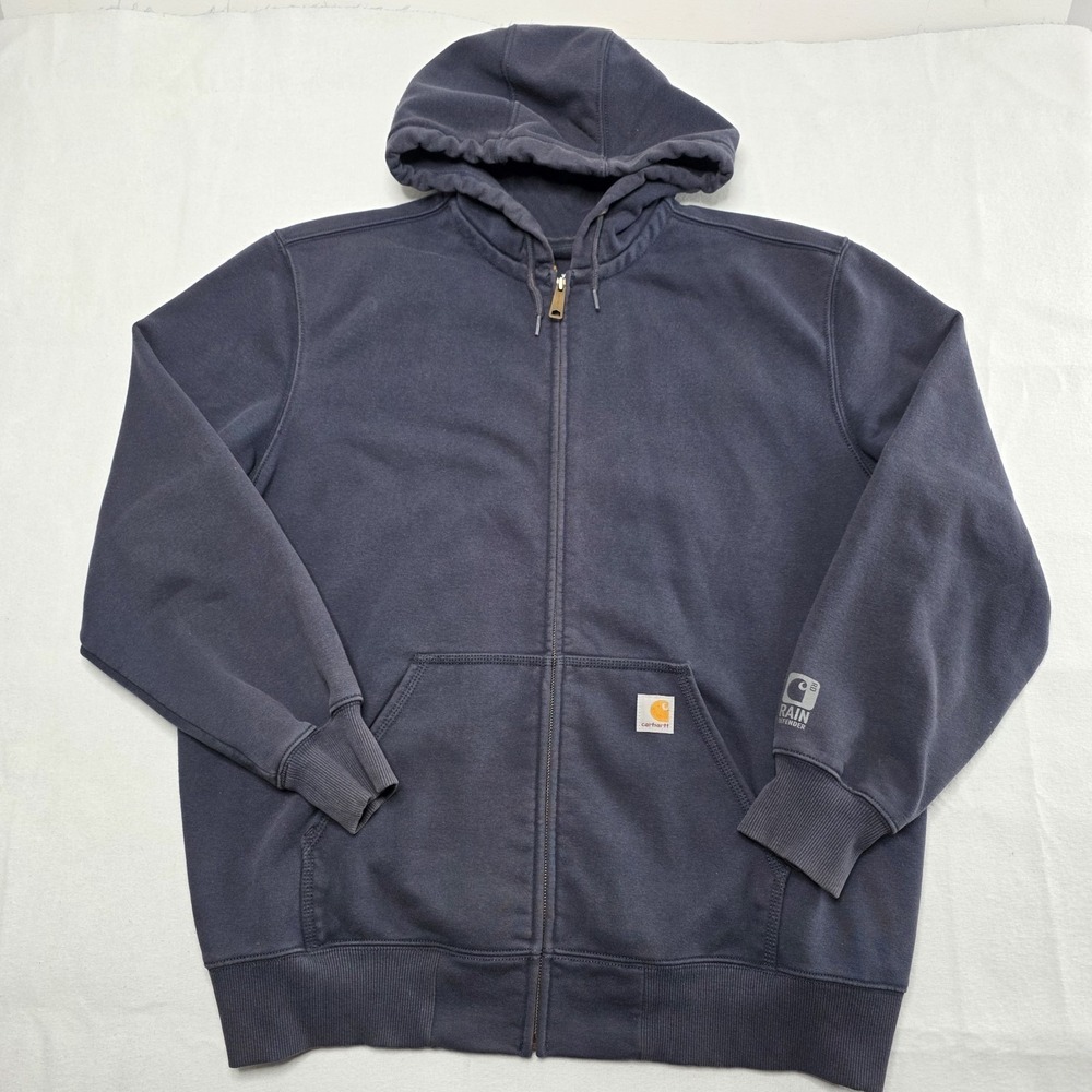 Carhartt Rain Defender Full Zip Hoodie Men's‎ XL Sweatshirt Navy  Original Fit